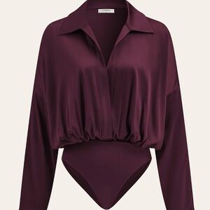 Commense Burgundy Long Sleeve Bodysuit
